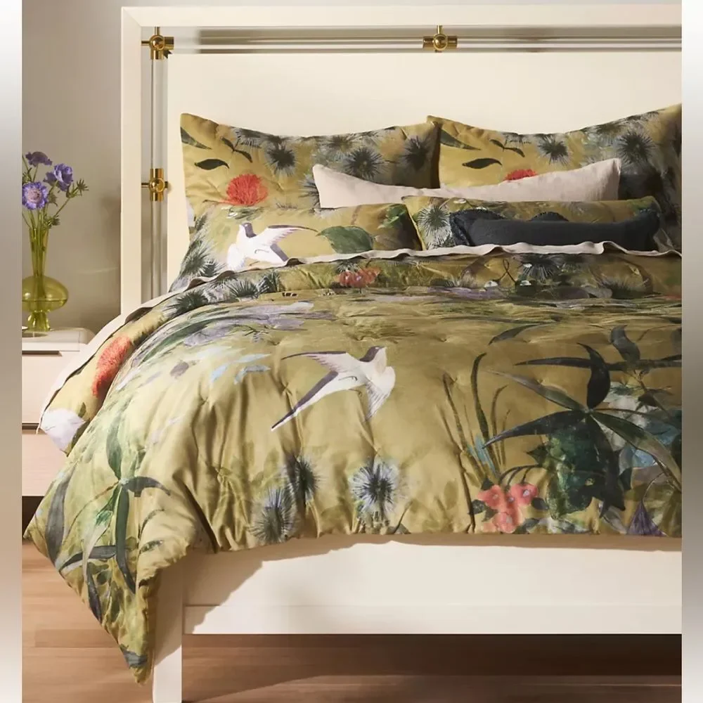 Anthropologie Colliere Velvet Floral Bedspread